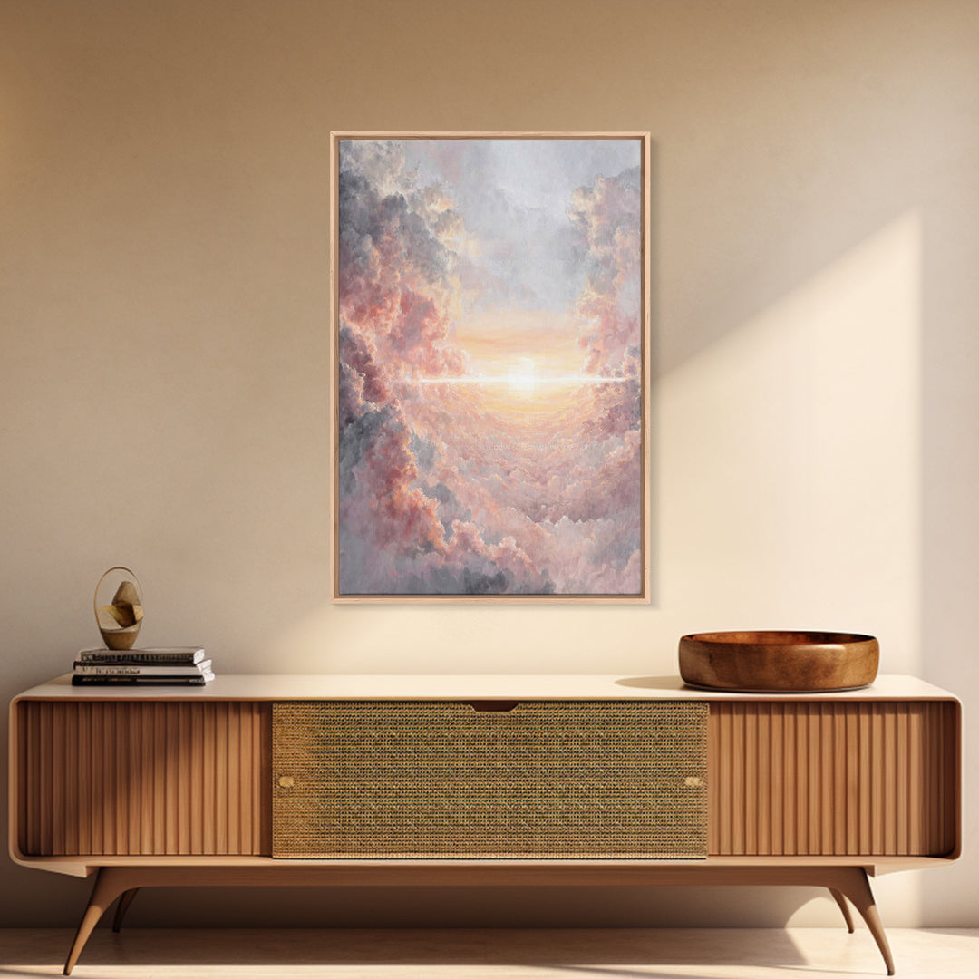 Celestial Sunrise Glow, Framed Canvas Print, Christian Art Canvas, Christian Christmas Art, Christian Wall Art, Large Christian Art, Subtle