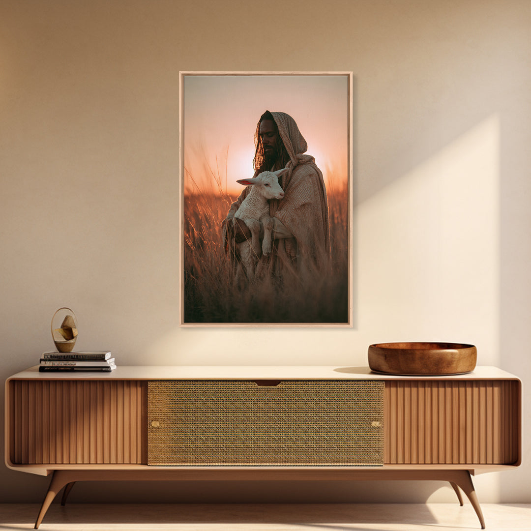 Dawn Of Shepherds | Framed Canvas Print | Christian Wall Art | Jesus Painting | Christian Art Gift | Modern Christian Art