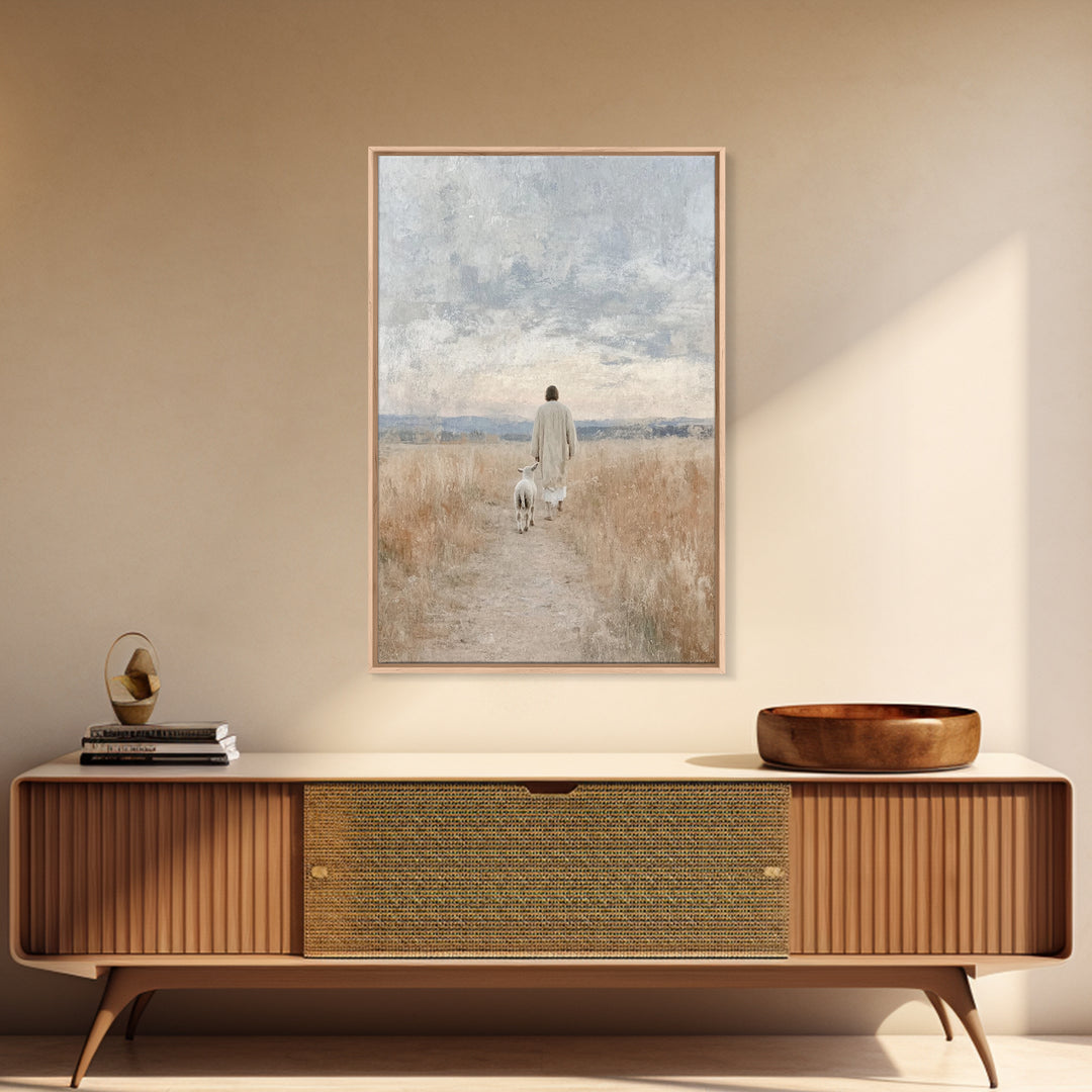 Shepherd’s Calm | Framed Canvas Print | Jesus Painting | Christian Art | Christian Wall Art | Moody Christian Art
