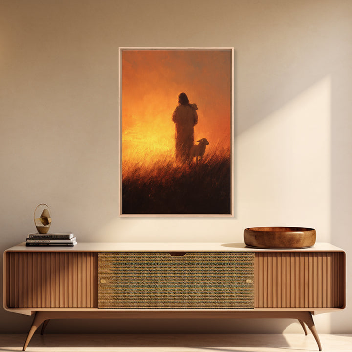 Moonlit Grace | Framed Canvas Print | Jesus Art Print | Christian Wall Art | Christian Art Canvas | Christmas Art Prints