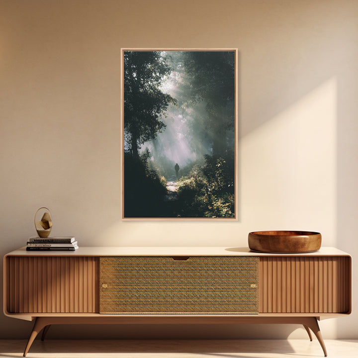 Forest Light – Framed Canvas Print – Christian Art – Moody Christian Art – Christian Art Canvas – Christian Wall Art – Jesus Painting