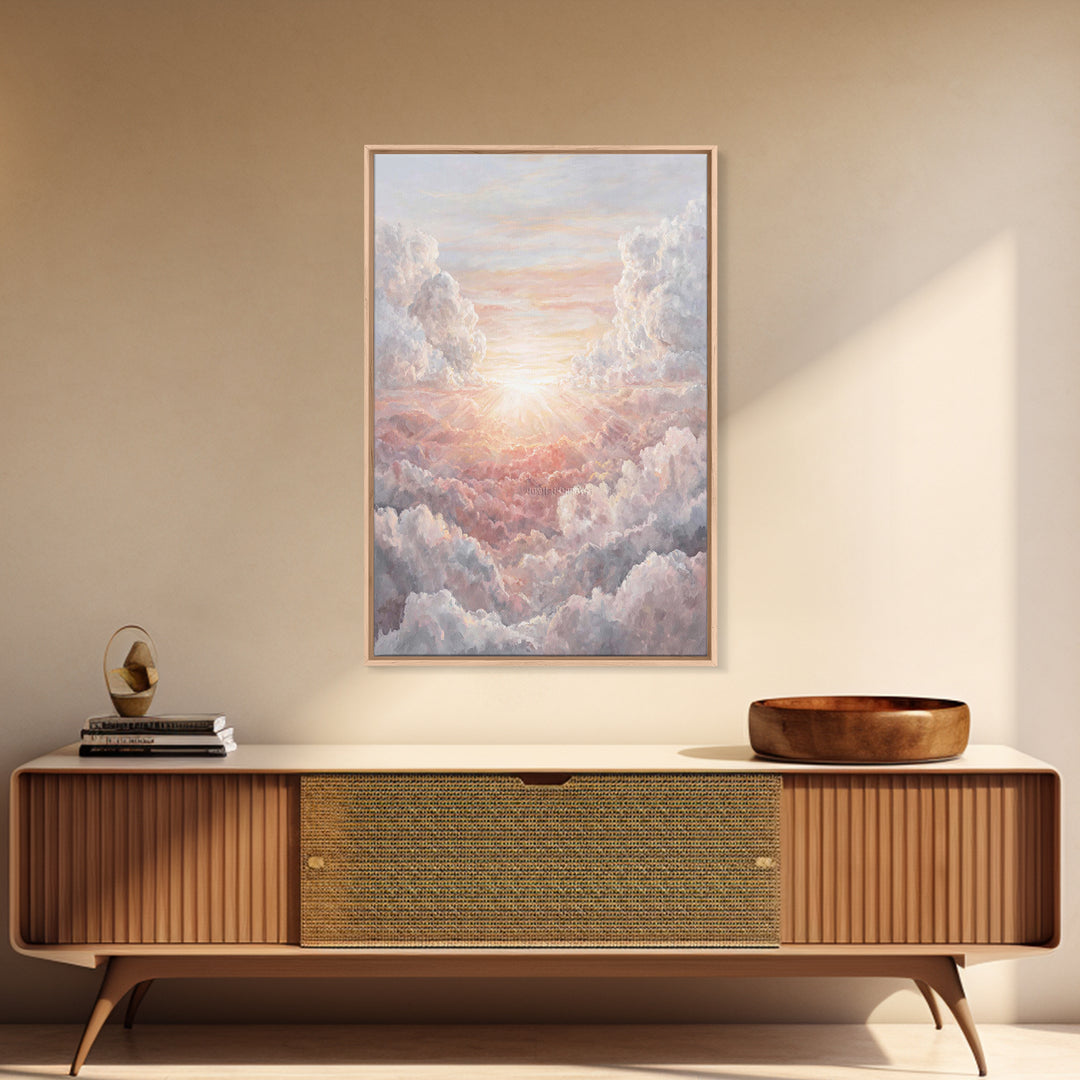 Heavenly Dawn – Framed Canvas Print – Christian Wall Art – Christian Art Canvas – Abstract Christian Art – Christian Decor – Modern Christi