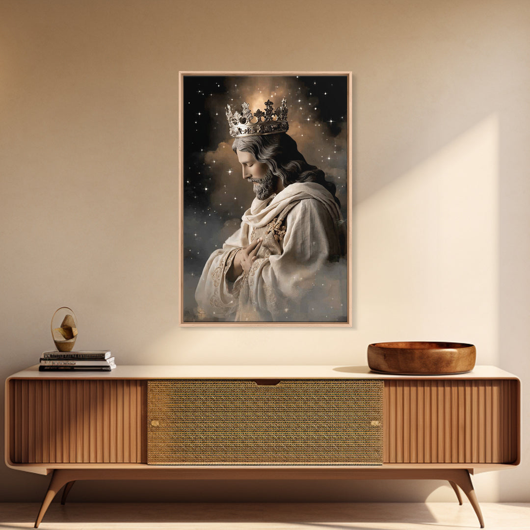Celestial Shepherd King - Framed Canvas Print - Christian Wall Art - Jesus Painting - Christian Art Canvas - Christian Decor - Christmas Ar