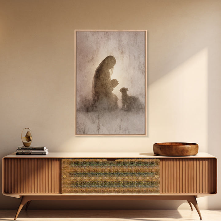 Silent Holy Moment - Framed Canvas Print - Christian Art Canvas - Christian Wall Art - Christian Christmas Art - Christian Gifts - Jesus Pa