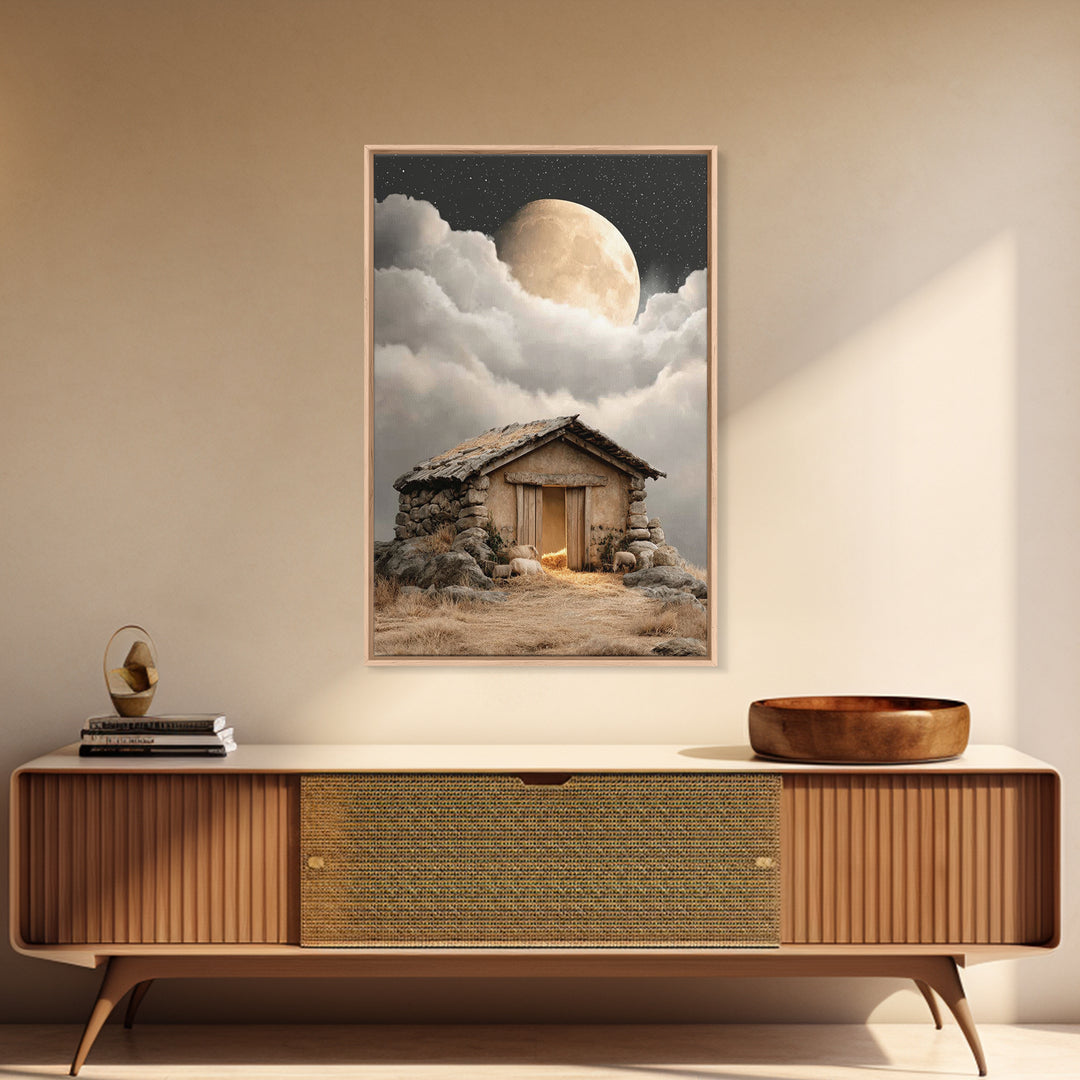 Heavenly Shelter Peace | Framed Canvas Print | Christmas Art | Christian Art Canvas | Christian Wall Art | Christian Decorations | Faith Ar