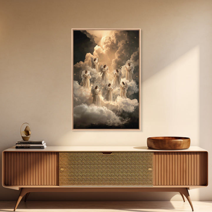 Celestial Gathering – Framed Canvas Print – Christian Wall Art – Vintage Christian Art – Christian Art Painting – Christian Gift Ideas – Ch