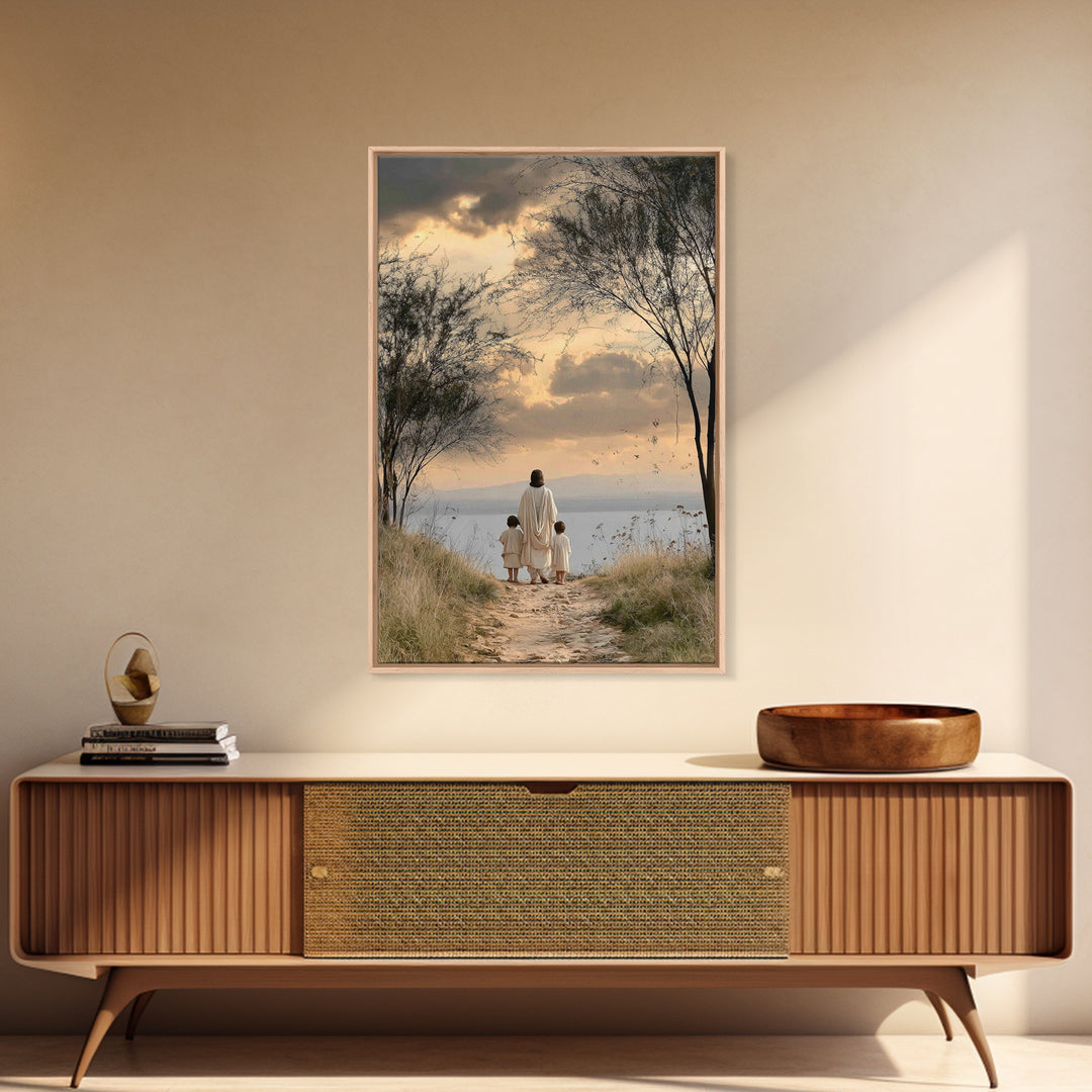 Twilight Shore Hope | Framed Canvas Print | Christian Wall Art | Christian Art Canvas | Jesus Painting | Christian Christmas Art | Christia