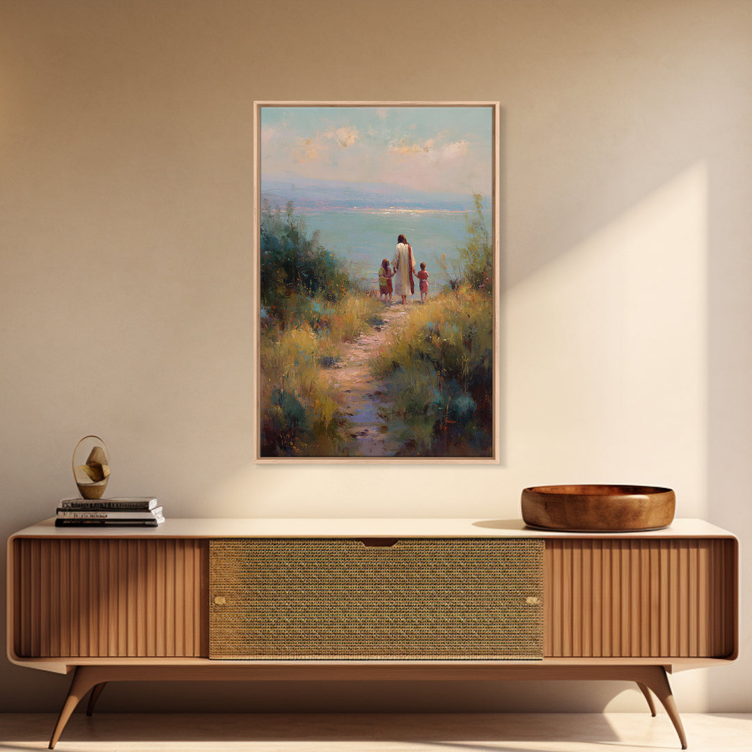 Wheatland Blessing, Framed Canvas Print, Christian Wall Art, Christian Art Canvas, Jesus Painting, Christian Decor, Christmas Art