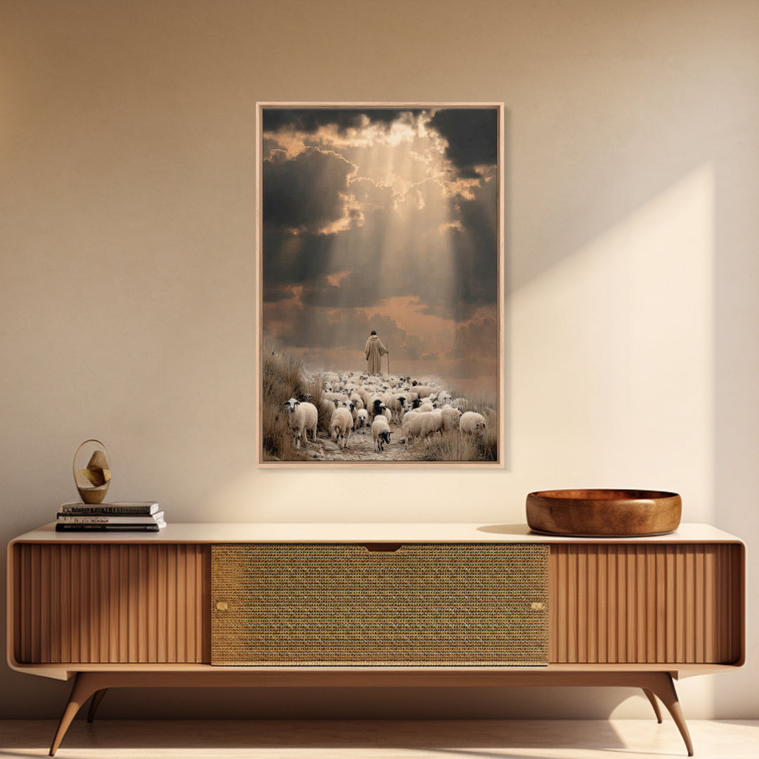 The Shepherd’s Path – Framed Canvas Print – Christian Wall Art – Jesus Painting – Christian Art Canvas – Pastoral Scenery – Christian Chris