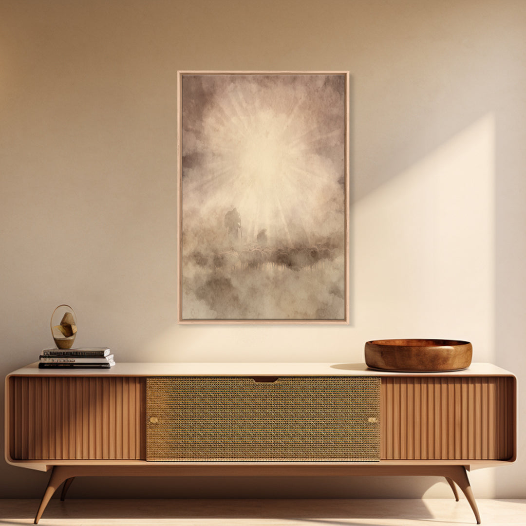 Divine Light – Framed Canvas Print – Christian Art – Christian Wall Art – Christian Art Canvas – Moody Christian Art – Christmas Wall Art –