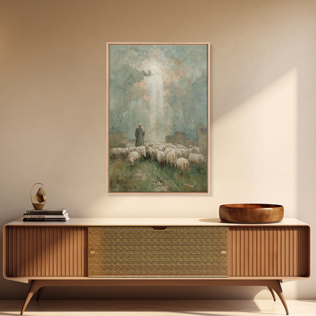 Radiant Shepherd – Framed Canvas Print – Jesus Painting – Christian Wall Art – Christian Art Canvas – Christian Christmas Art – Large Chris