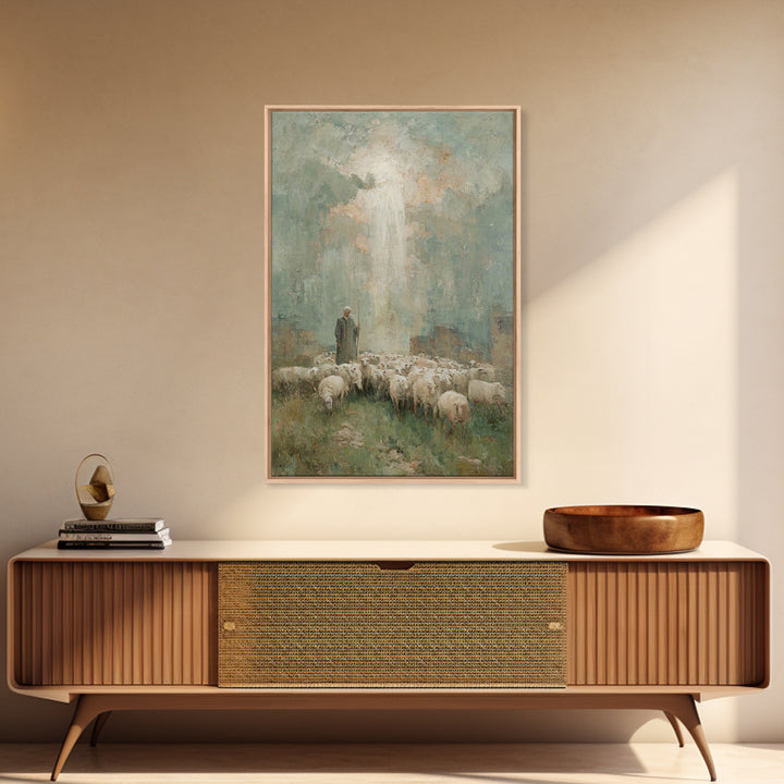 Radiant Shepherd – Framed Canvas Print – Jesus Painting – Christian Wall Art – Christian Art Canvas – Christian Christmas Art – Large Chris