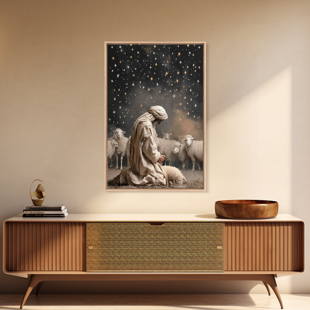 Starry Night Prayer – Framed Canvas Print – Christian Wall Art – Christian Art Canvas – Christian Painting – Subtle Christian Art – Christi