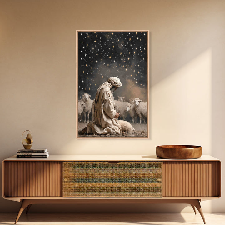 Starry Night Prayer – Framed Canvas Print – Christian Wall Art – Christian Art Canvas – Christian Painting – Subtle Christian Art – Christi