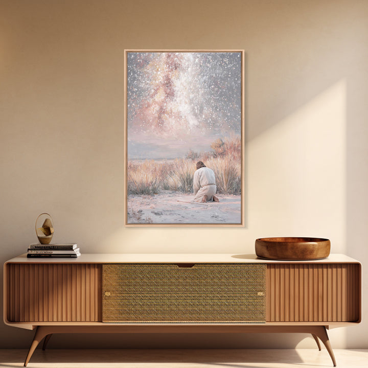 Grace In Stillness – Framed Canvas Print – Christian Christmas Art – Christian Wall Art – Christian Art Canvas – Minimalist Christian Art –