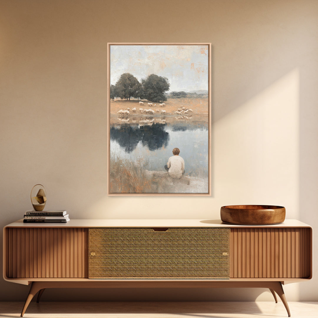 River Of Peace – Framed Canvas Print – Christian Art Canvas – Christian Wall Art – Subtle Christian Art – Christian Painting – Christian De