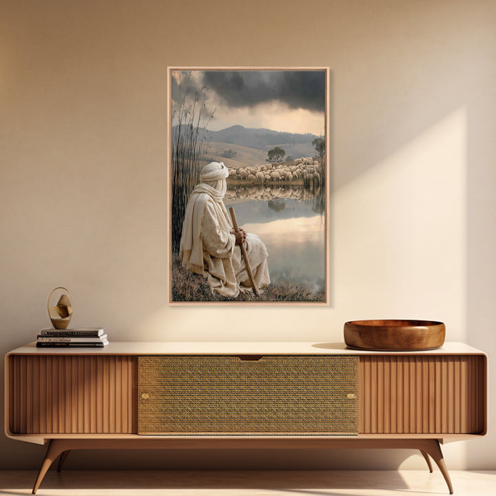 Shepherd’s Watch – Framed Canvas Print – Christian Wall Art – Christian Art Canvas – Christian Painting – Moody Christian Art – Christmas A