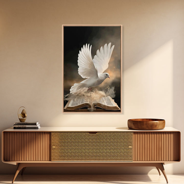 Dove Of Revelation – Framed Canvas Print – Christian Wall Art – Moody Christian Art – Christian Art Canvas – Christian Christmas Art – Chri