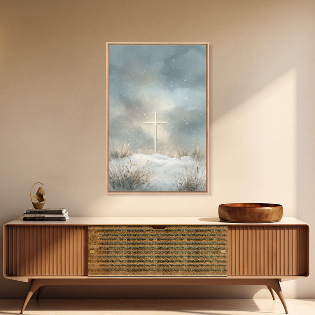 Radiant Salvation – Framed Canvas Print – Christian Wall Art – Christian Art Canvas – Christmas Art – Moody Christmas Art – Christian Gift