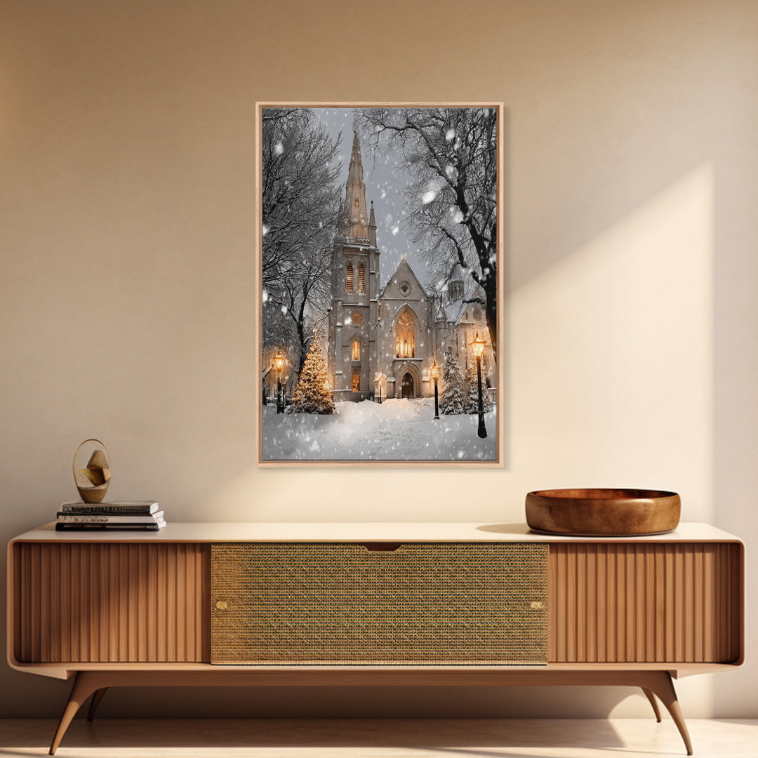 Cathedral Of Light – Framed Canvas Print – Christmas Wall Art – Christian Art Canvas – Christian Christmas Art – Christian Decor – Christma