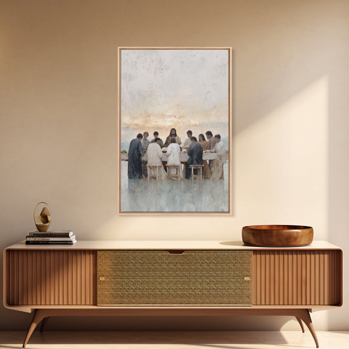 Dawn Of Communion – Framed Canvas Print – Christian Art Print – Jesus Painting – Christian Wall Art – Christian Art Canvas – Minimalist Chr