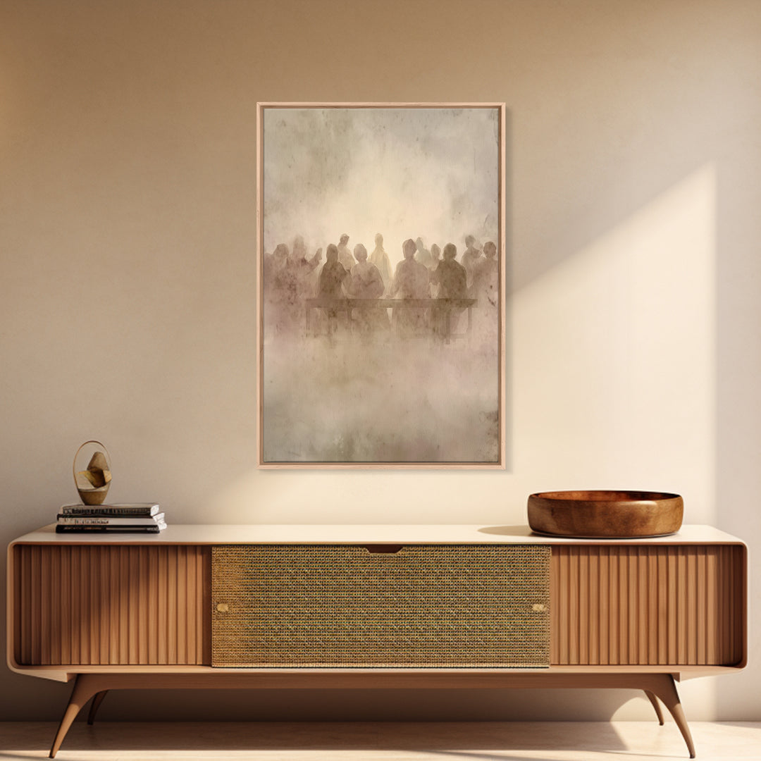 Communion Shadows – Framed Canvas Print – Moody Christian Art – Jesus Painting – Christian Wall Art – Abstract Christian Art – Christian Ar