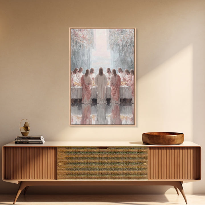 Heavenly Supper Light – Framed Canvas Print – Jesus Painting – Christian Wall Art – Christian Art Canvas – Modern Christian Art – Large Chr