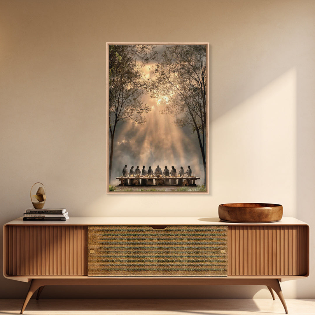 Supper Beneath Glory – Framed Canvas Print – Christian Art Canvas – Jesus Painting – Christian Wall Art – Modern Christian Painting – Chris