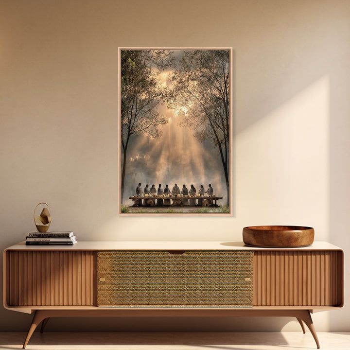 Supper Beneath Glory – Framed Canvas Print – Christian Art Canvas – Jesus Painting – Christian Wall Art – Modern Christian Painting – Chris