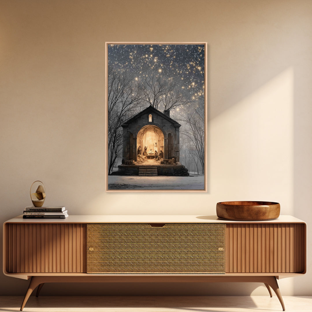 Starborn Nativity – Framed Canvas Print – Christian Christmas Art – Christmas Wall Art – Christmas Art Prints – Christian Art Canvas – Fram