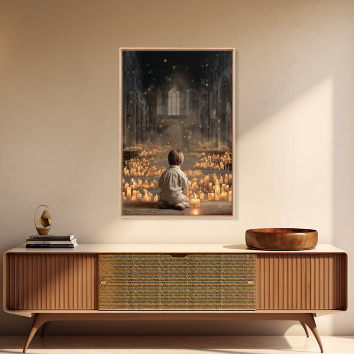 Sanctuary Glow – Framed Canvas Print – Christian Art Canvas – Christian Wall Art – Christmas Art – Christian Christmas Art – Vintage Christ