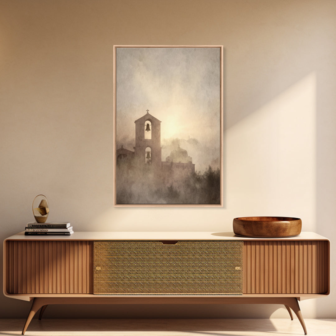 Bell Tower Peace – Framed Canvas Print – Christian Wall Art – Christian Art Painting – Christian Art Canvas – Subtle Christian Art – Christ