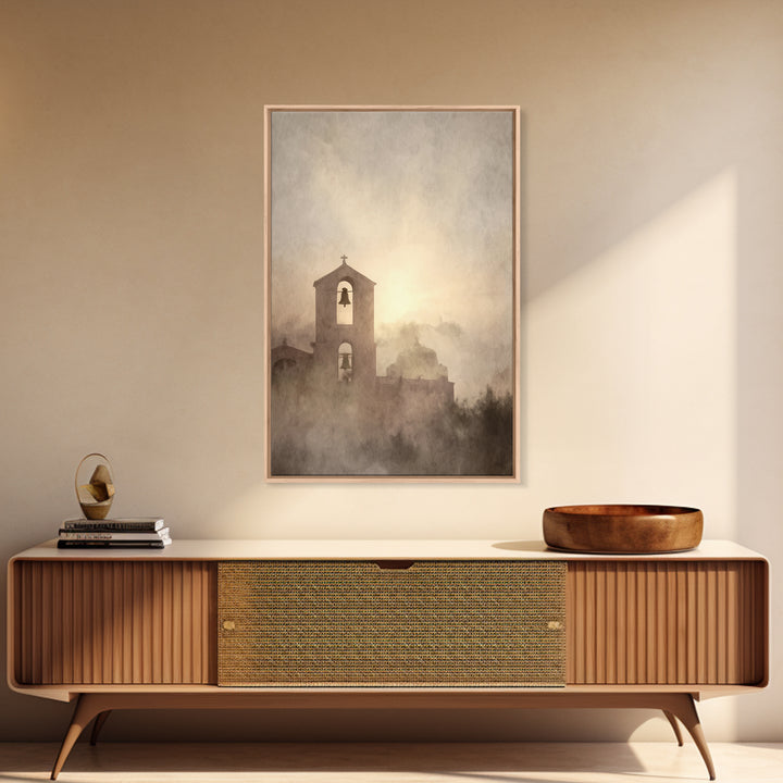 Bell Tower Peace – Framed Canvas Print – Christian Wall Art – Christian Art Painting – Christian Art Canvas – Subtle Christian Art – Christ