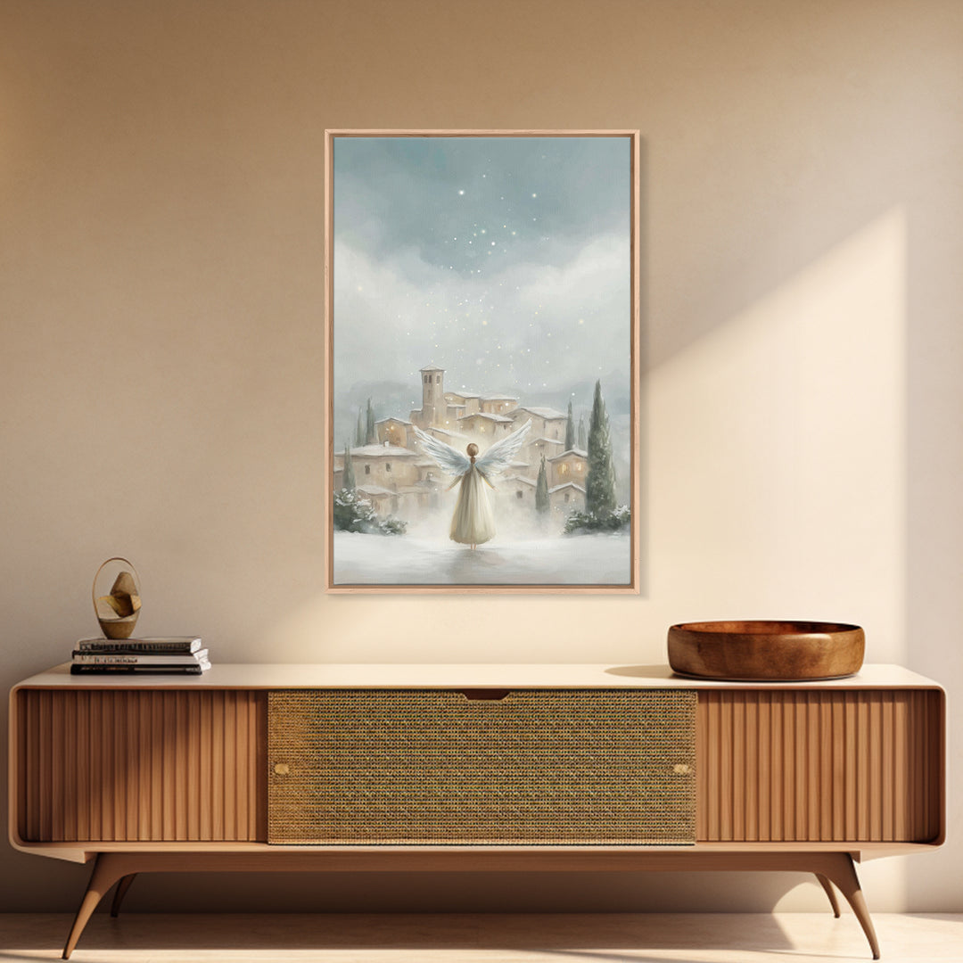 Angel Of Peace – Framed Canvas Print – Christian Christmas Art – Christian Wall Art – Christmas Wall Art – Christian Art Canvas – Modern Ch