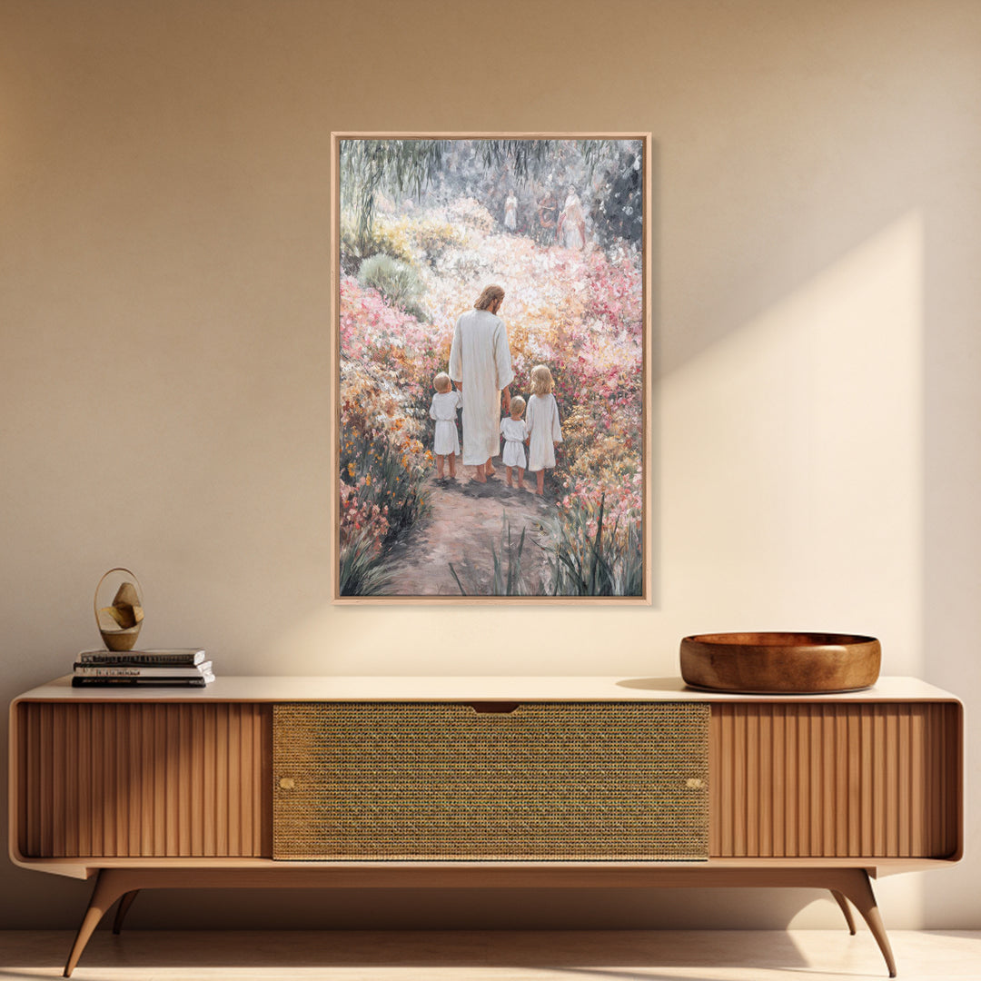 Garden of Stillness | Framed Canvas Print | Christian Art Canvas | Christian Wall Art | Jesus Painting | Christian Decor | Christmas Art