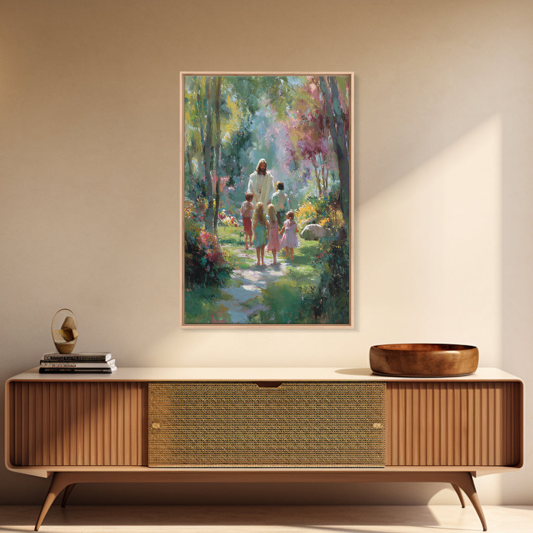 Sacred Path Light, Framed Canvas Print, Christian Wall Art, Christian Art Canvas, Jesus Painting, Christian Decor, Christmas Art