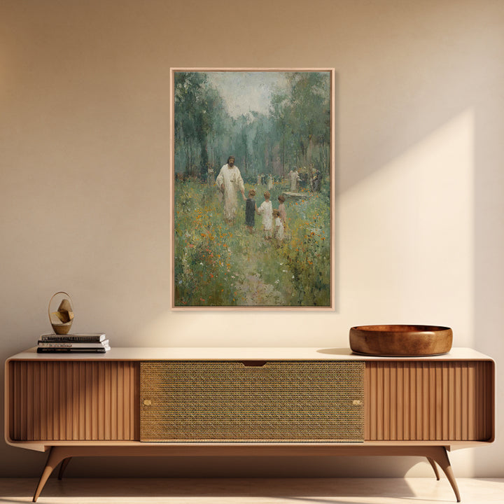 Heaven’s Gentle Walk | Framed Canvas Print | Christian Art Canvas | Christian Wall Art | Jesus Painting | Christian Gift Ideas | Christmas