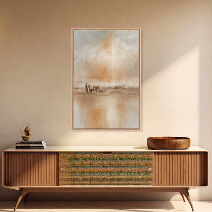 Calm Horizon Grace – Framed Canvas Print – Christian Art Canvas – Christian Wall Art – Jesus Painting – Christian Decor – Christmas Art