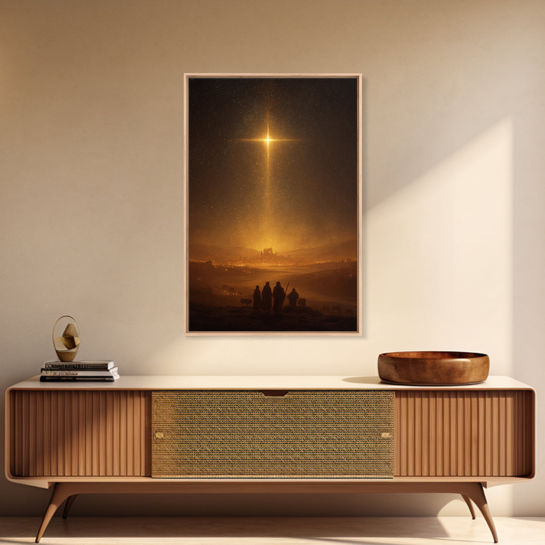 Star Of Bethlehem – Framed Canvas Print – Christmas Art – Christian Wall Art – Christian Art Canvas – Christian Christmas Art – Jesus Paint