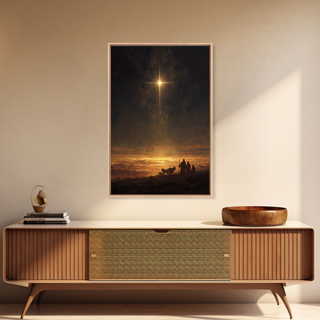 Night Watch Glory, Framed Canvas Print, Christian Wall Art, Christmas Art, Christian Art Canvas, Christian Christmas Art, Jesus Painting