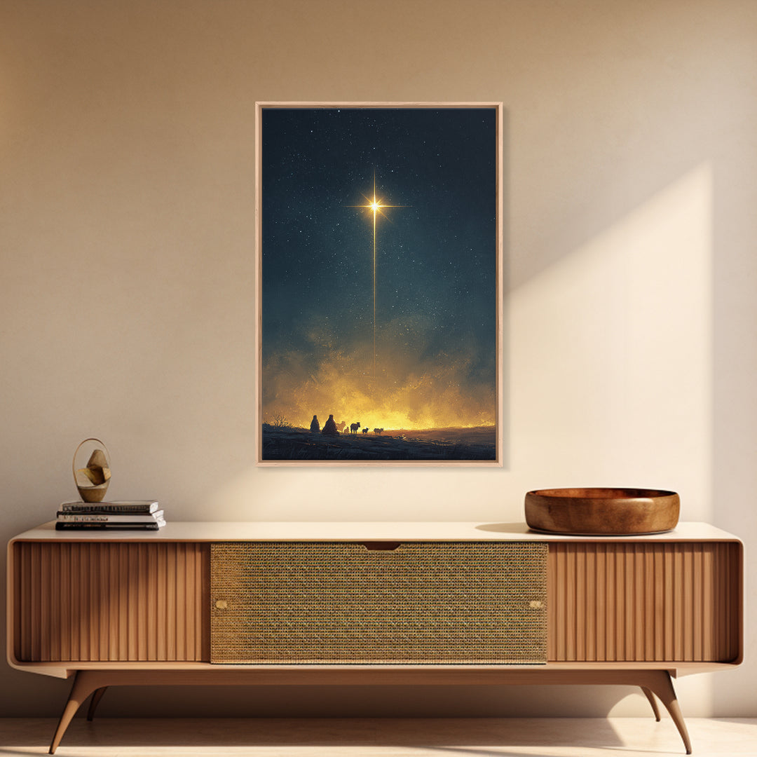 Silent Horizon Star | Framed Canvas Print | Christmas Art | Christian Wall Art | Christian Art Canvas | Jesus Painting | Christian Christma