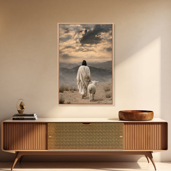 Desert Shepherd Light | Framed Canvas Print | Christian Wall Art | Christian Art Canvas | Jesus Painting | Christian Gift Ideas | Vintage C
