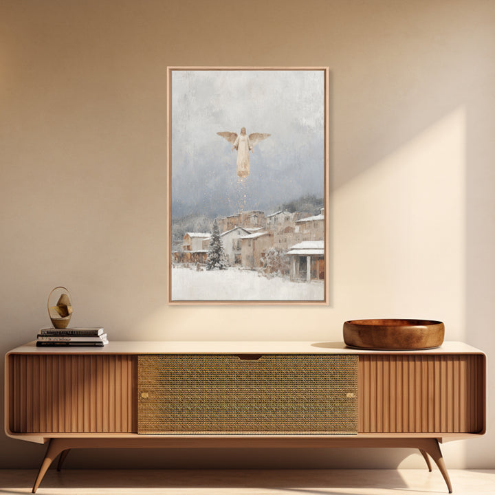 Heavenly Watcher – Framed Canvas Print – Christian Art Canvas – Christian Christmas Art – Christian Art Print – Minimalist Christian Art –