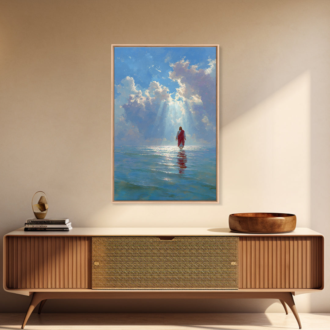 Heaven’s Open Light – Framed Canvas Print – Christian Wall Art – Jesus Painting – Christian Art Canvas – Modern Christian Art – Christian G