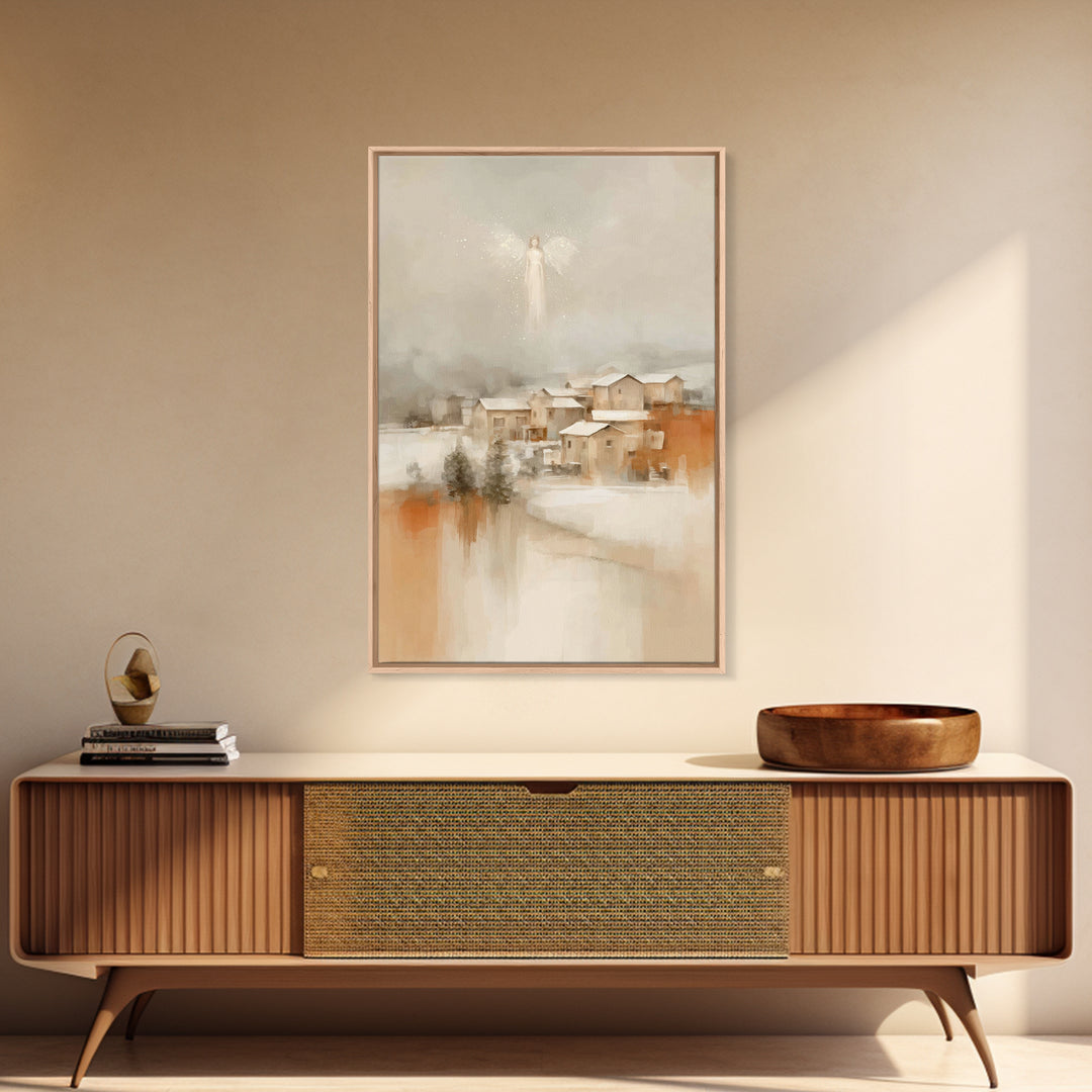 Angel In The Mist – Framed Canvas Print – Subtle Christian Art – Christian Art Canvas – Christian Wall Art – Christmas Art – Christian Chri