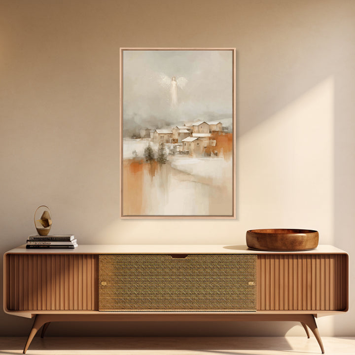 Angel In The Mist – Framed Canvas Print – Subtle Christian Art – Christian Art Canvas – Christian Wall Art – Christmas Art – Christian Chri