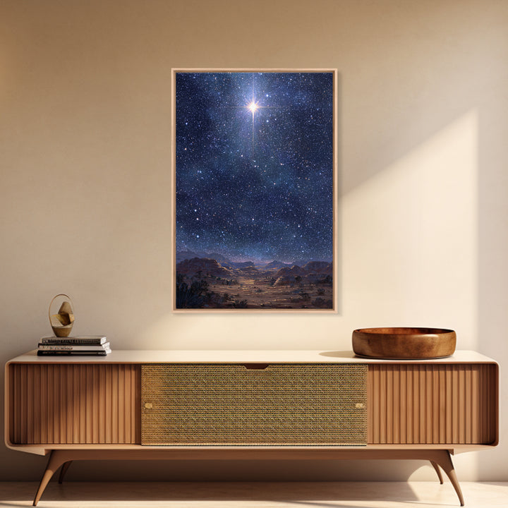 Star Of The Night | Framed Canvas Print | Christmas Wall Art | Christian Art Canvas | Christian Christmas Art | Moody Christmas Art | Chris