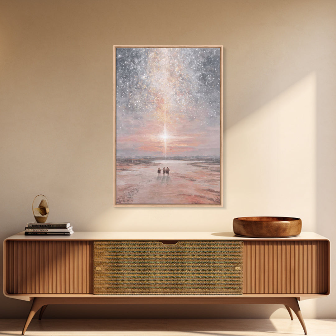 Path Of Bethlehem Light | Framed Canvas Print | Christmas Wall Art | Christian Art Canvas | Christian Christmas Art | Christmas Art Prints