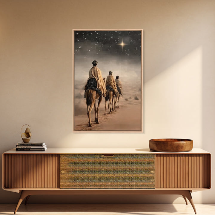 Holy City Glow, Framed Canvas Print, Christian Art, Christian Art Canvas, Christian Christmas Art, Christmas Art, Jesus Painting