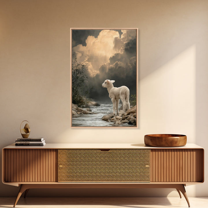 Peaceful Shepherd Scene | Framed Canvas Print | Christian Art | Christian Wall Art | Christian Christmas Art | Christian Art Canvas | Jesus